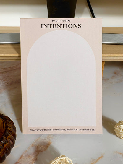 "WRITTEN INTENTIONS" NOTEPAD