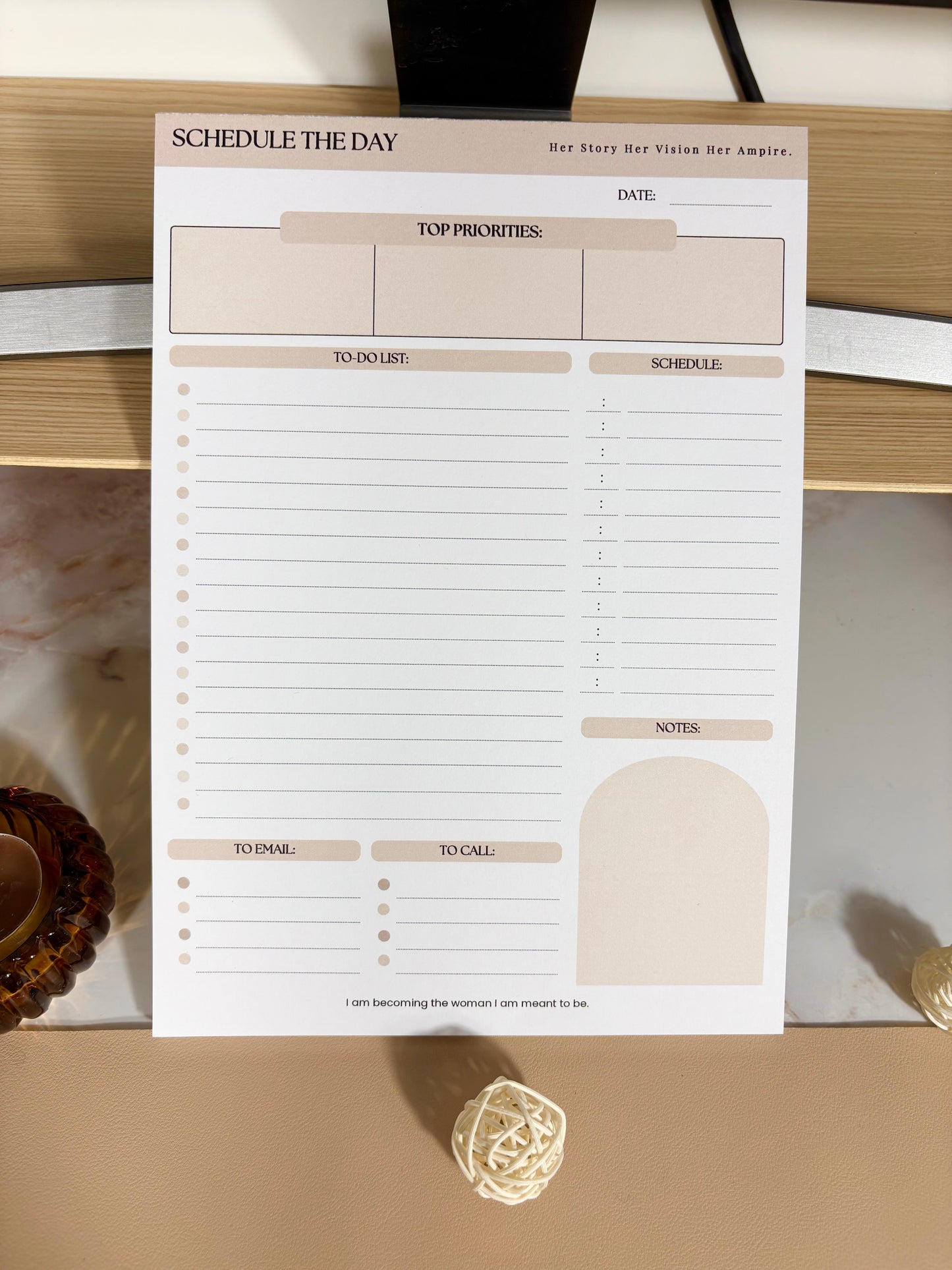 "SCHEDULE THE DAY" DAILY NOTEPAD