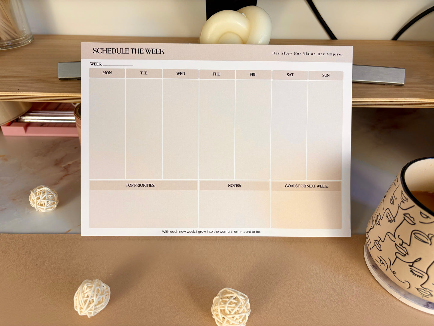 "SCHEDULE THE WEEK" WEEKLY NOTEPAD