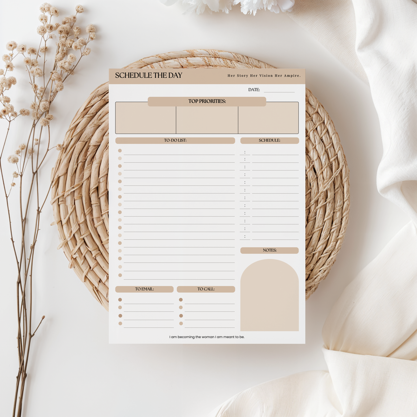 "SCHEDULE THE DAY" DAILY NOTEPAD