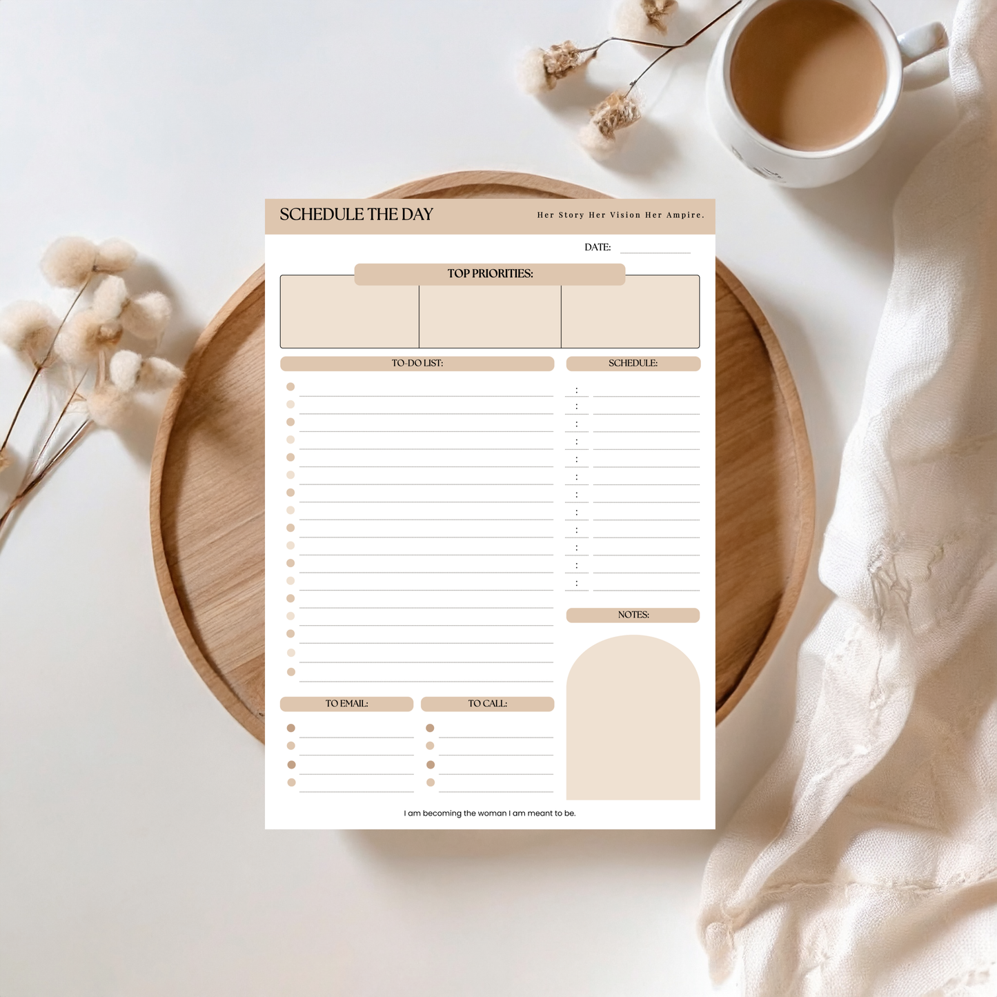 "SCHEDULE THE DAY" DAILY NOTEPAD