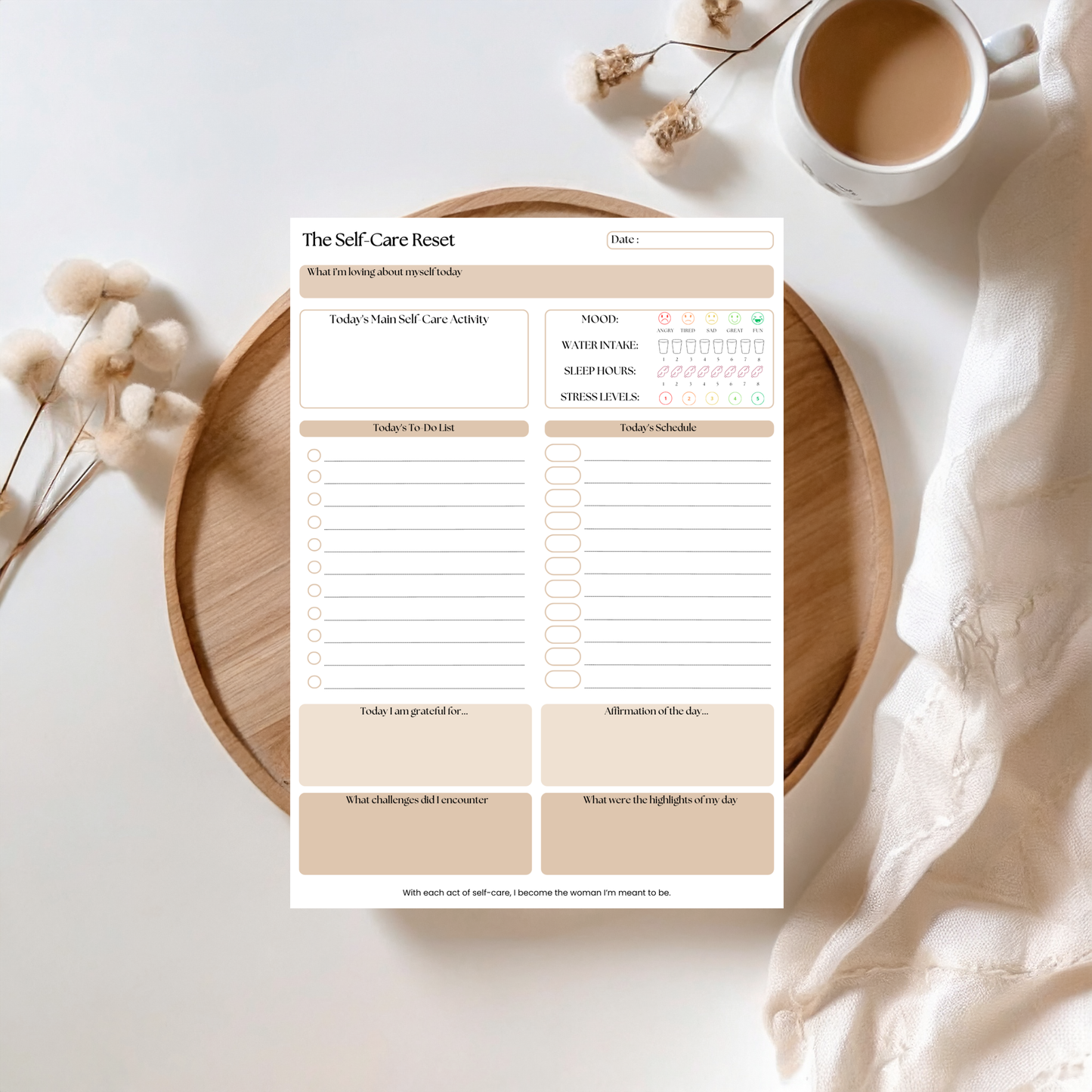 "THE SELF-CARE RESET" NOTEPAD